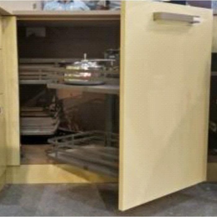 Hettich Moving Corner Cargo Series Right mechanism - Anthracite Finish with Set of 4 Basket