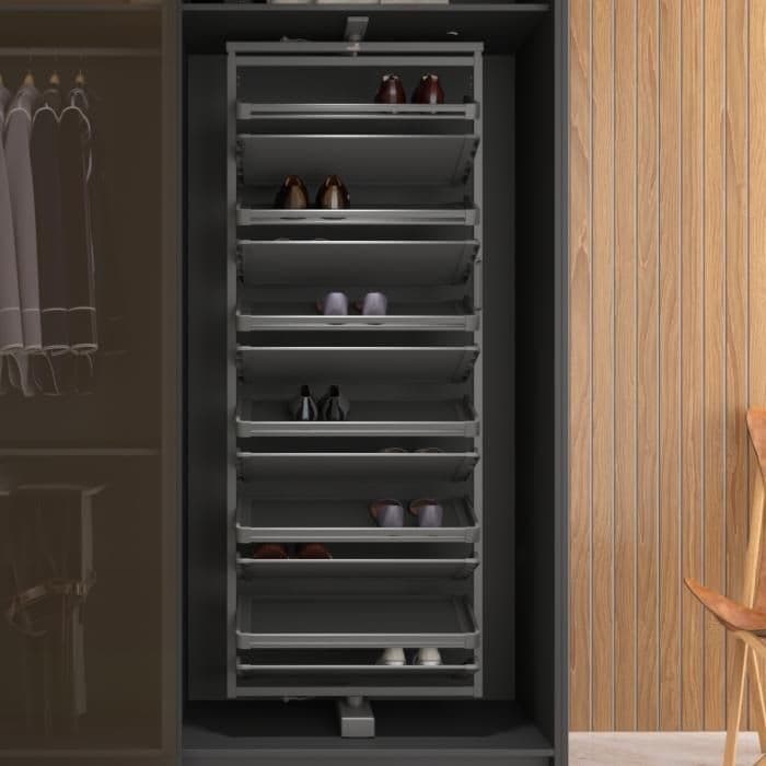 Hettich 360° Shoe Rack 12 Tier Grey Finish