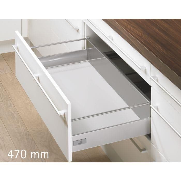 Hettich InnoTech- 470 mm Drawer Set, Silver (30 Kg) Full Extn. Silent (8 Inch)