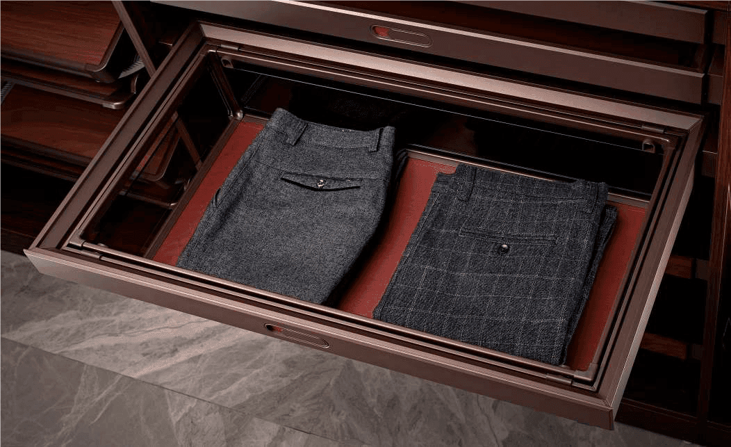 Glass Storage Basket Mocha + Red Finish (900 mm)