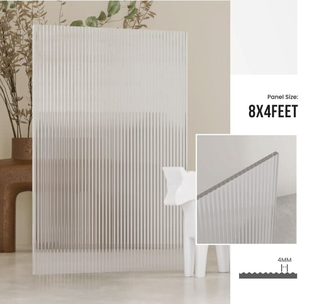 4 mm FLUTED GLASS ACRYLIC (CLEAR)