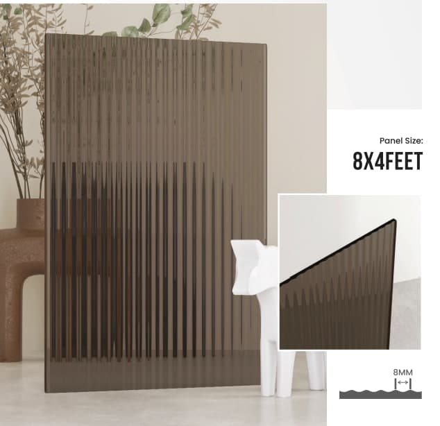 8 mm FLUTED GLASS ACRYLIC (BRONZE)