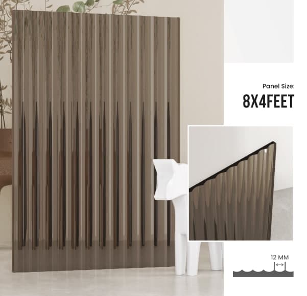 12 mm FLUTED GLASS ACRYLIC (BRONZE)