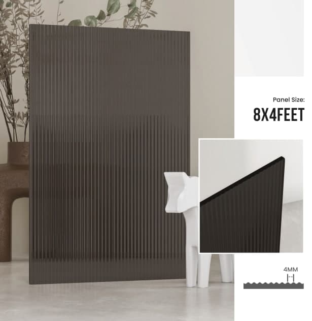 4mm Fluted GLASS ACRYLIC (GREY)