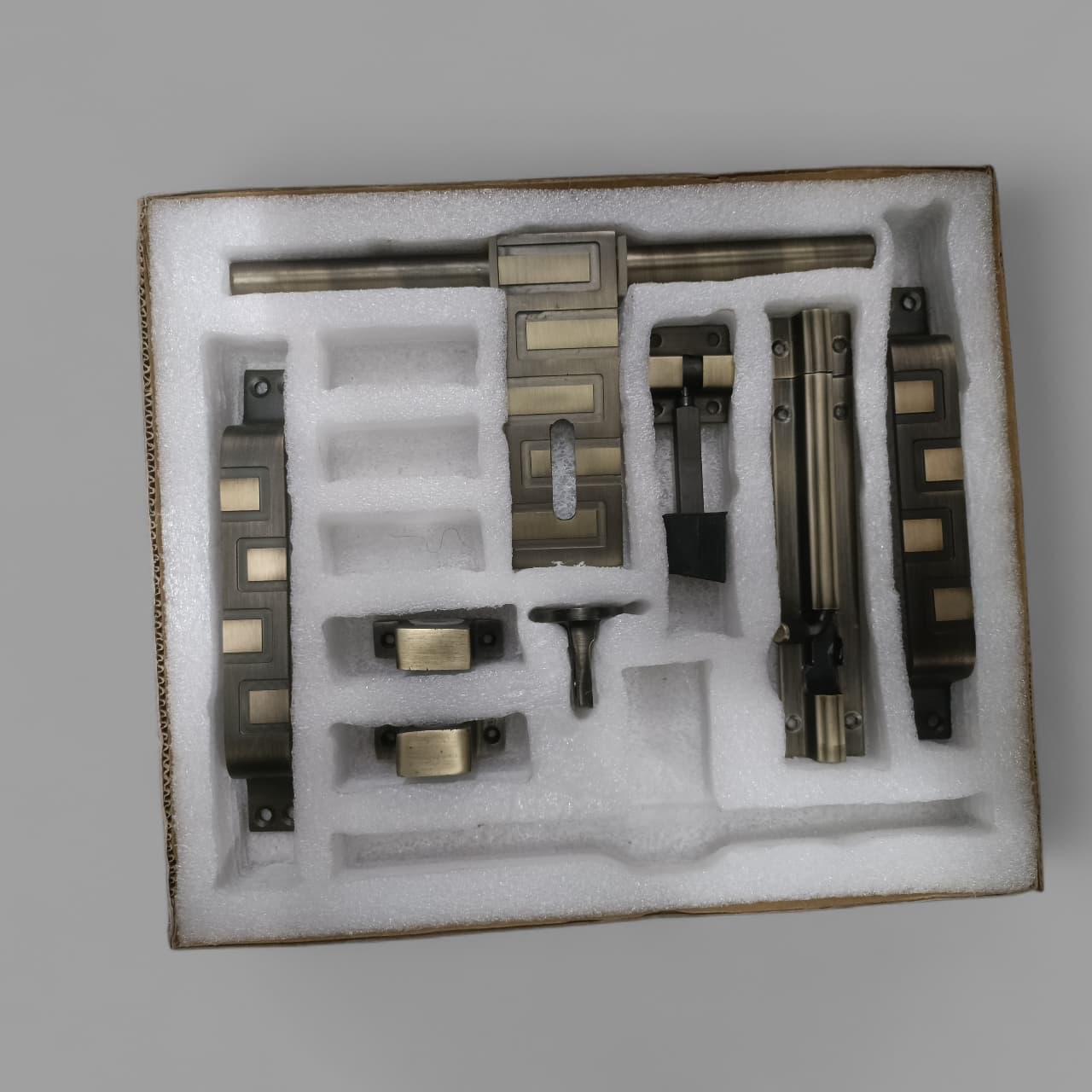 Geometric Antique Finish Door Hardware Kit